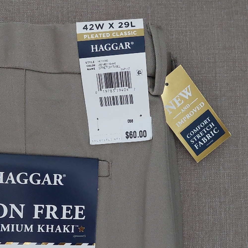 Haggar Iron Free Pleated Khaki Dress Pant - Picture 3 of 3